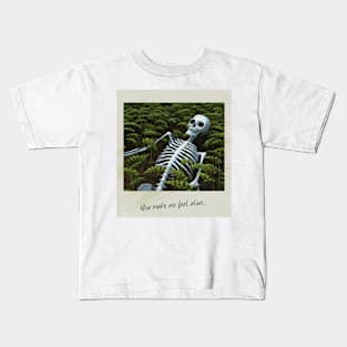 Skeleton Among Ferns Kids T-Shirt